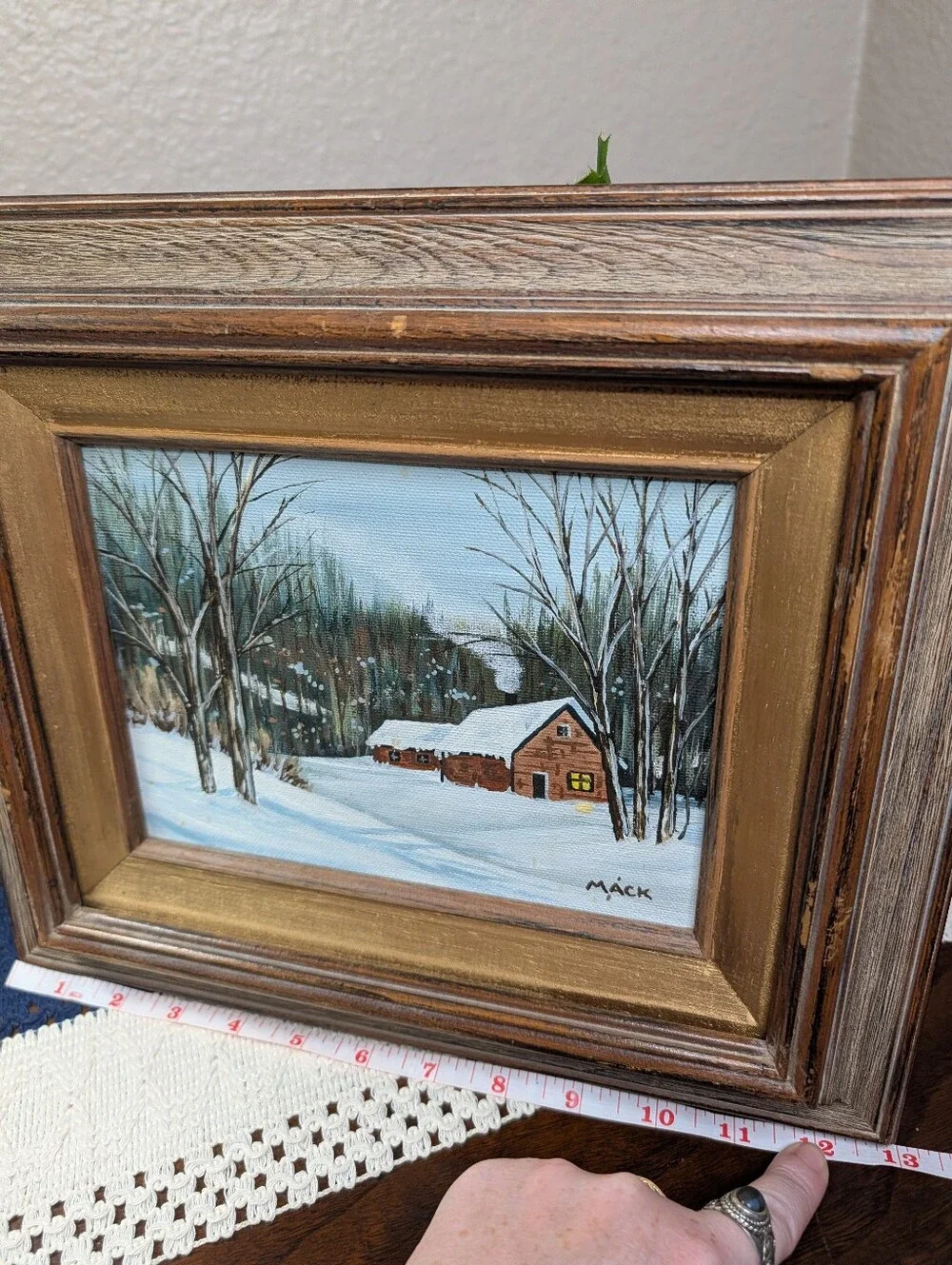 Vintage Betty Mack Wood Framed Winter Landscapes 4 Oil Paintings On Board 11x13